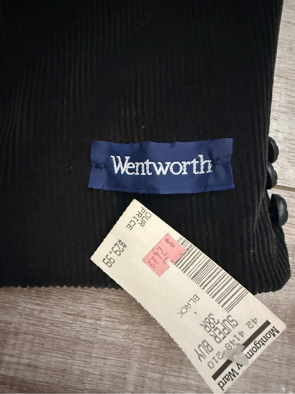 NWT Vintage Wentworth Montgomery Ward Black Corduroy Blazer Sport Coat 38R